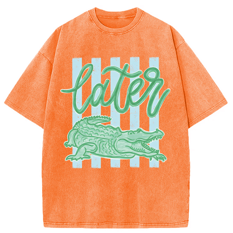 Modecanvas Later Gator Preppy Vacation DTG Printing Washed T-Shirt