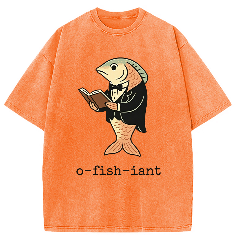 Modecanvas Fisherman O-fish-iant DTG Printing Washed T-Shirt