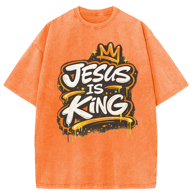 Modecanvas Jesus Is King Street DTG Printing Washed T-Shirt