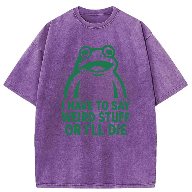 Modecanvas Weird Frog Funny Meme DTG Printing Washed T-Shirt