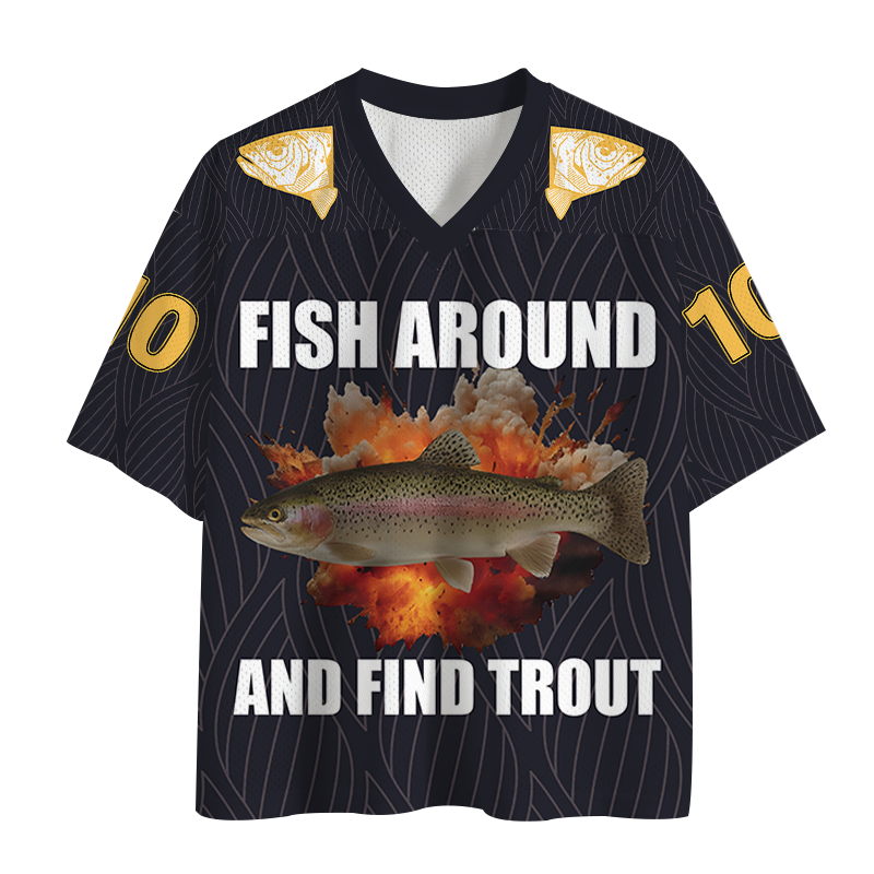 Modecanvas Fish Around And Find Trout Funny Mesh Jersey-modecanvas