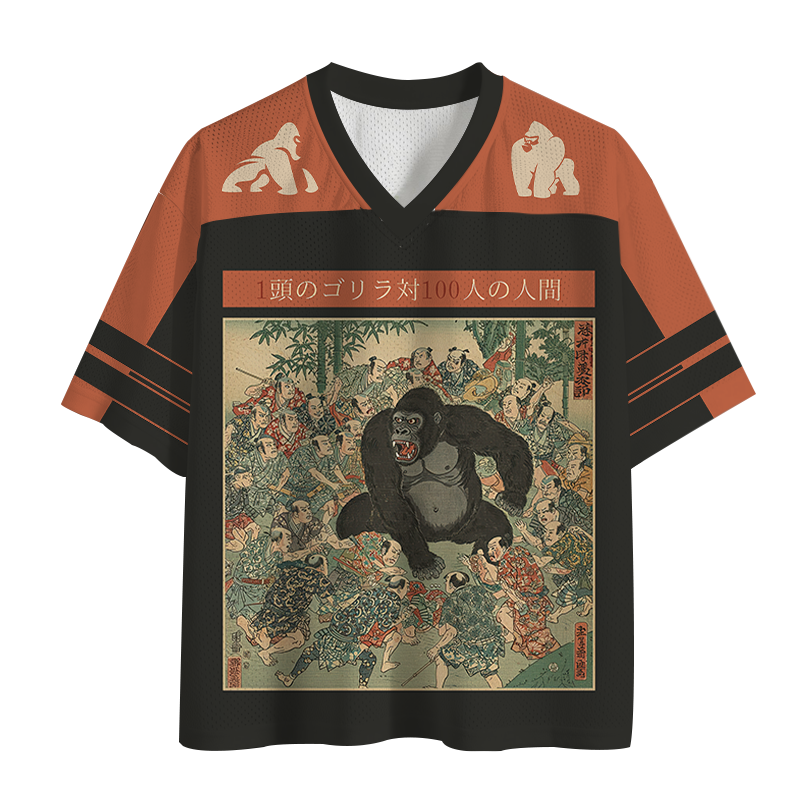 Modecanvas 1 Gorilla vs 100 Men Meme Mesh Jersey-modecanvas