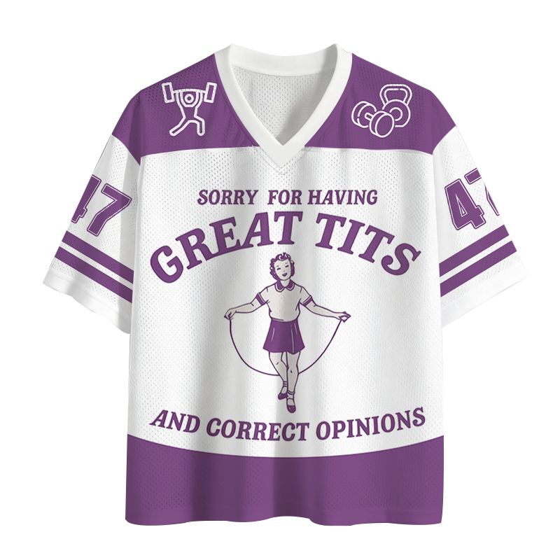 Modecanvas Sorry For Having Great Tits Mesh Jersey-modecanvas
