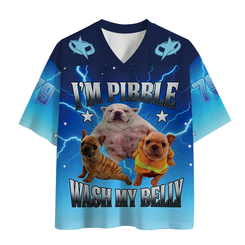 Modecanvas Im Pibble Wash My Belly Funny Dog Mesh Jersey-modecanvas