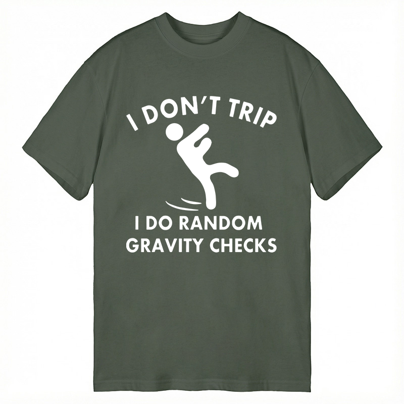 Modecanvas Random Gravity Checks Funny DTG Printing Classic T-Shirt-modecanvas