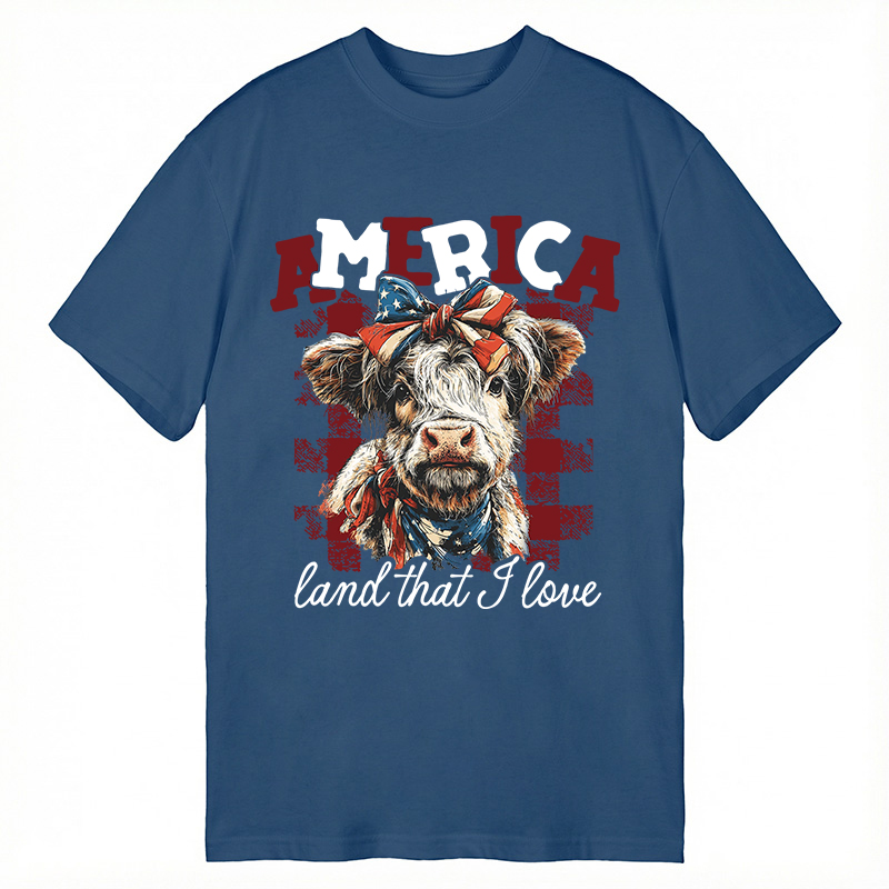 Modecanvas America Cow DTG Printing Classic T-Shirt-modecanvas