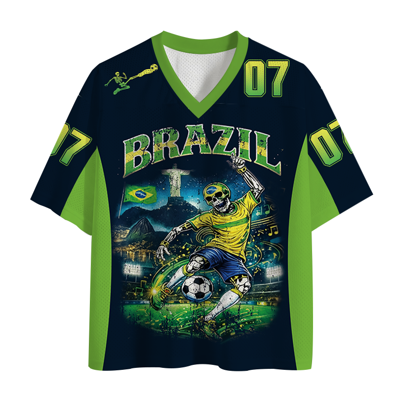 Modecanvas Brazil Soccer Vintage Mesh Jersey-modecanvas
