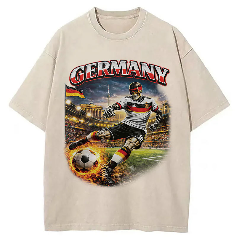 Modecanvas Germany Soccer Vintage DTG Printing Washed T-Shirt