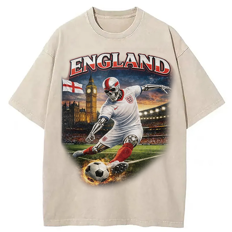 Modecanvas England Soccer DTG Printing Washed T-Shirt