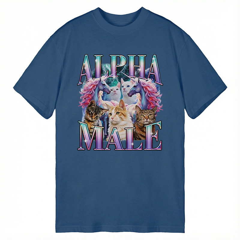 Modecanvas Alpha Male Unicorn Cat DTG Printing Classic T-Shirt-modecanvas