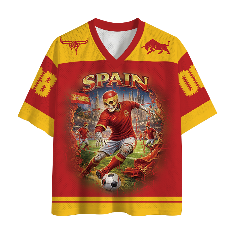 Modecanvas Spain Soccer Vintage Mesh Jersey-modecanvas