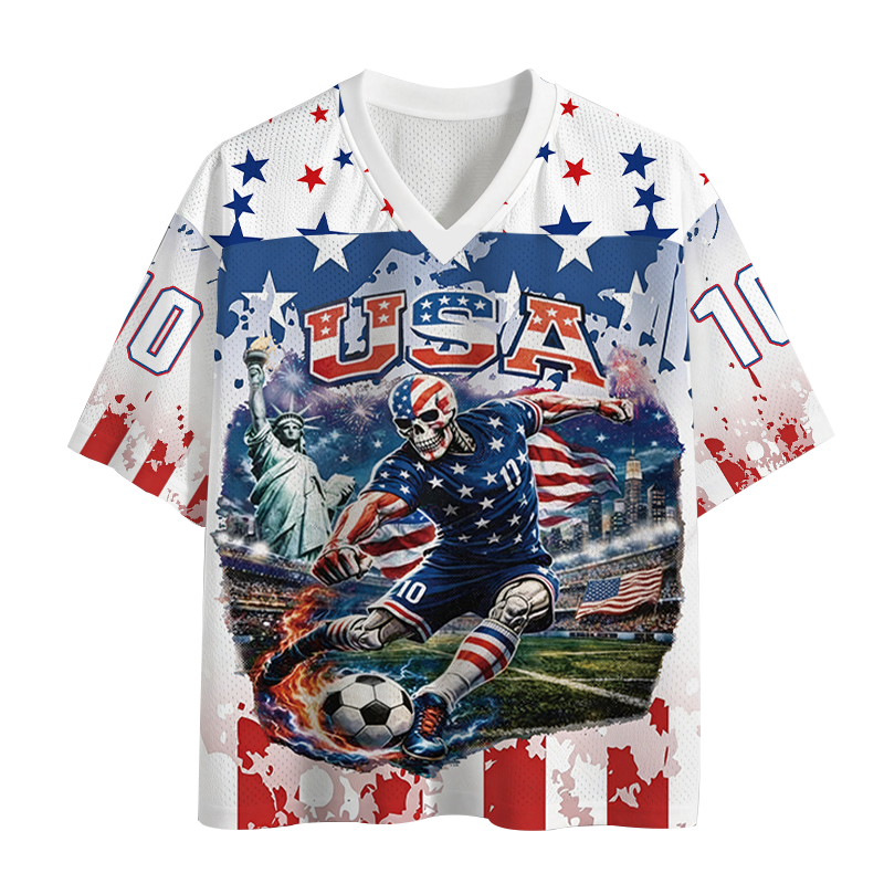 Modecanvas USA Soccer Skull Mesh Jersey-modecanvas