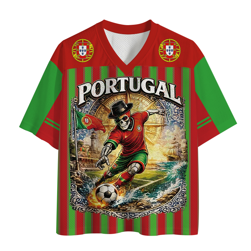 Modecanvas Portugal Soccer Skull Mesh Jersey-modecanvas