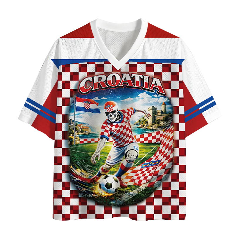 Modecanvas Croatia Soccer Mesh Jersey-modecanvas