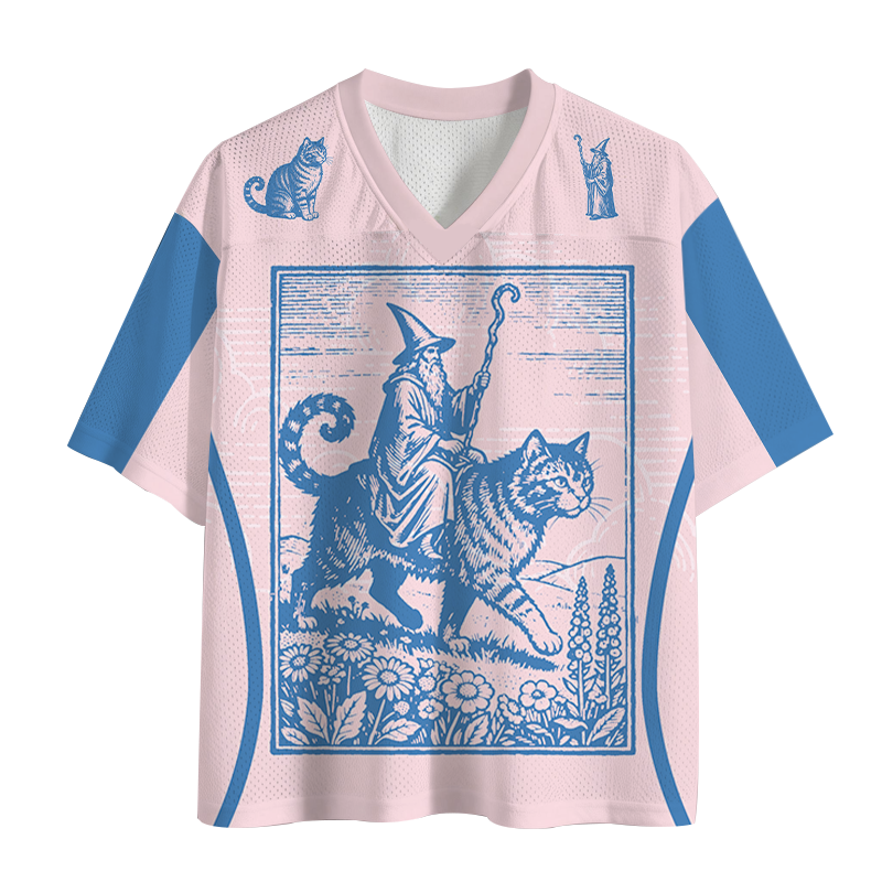 Modecanvas Wizard Cat Rider Vintage Mesh Jersey-modecanvas