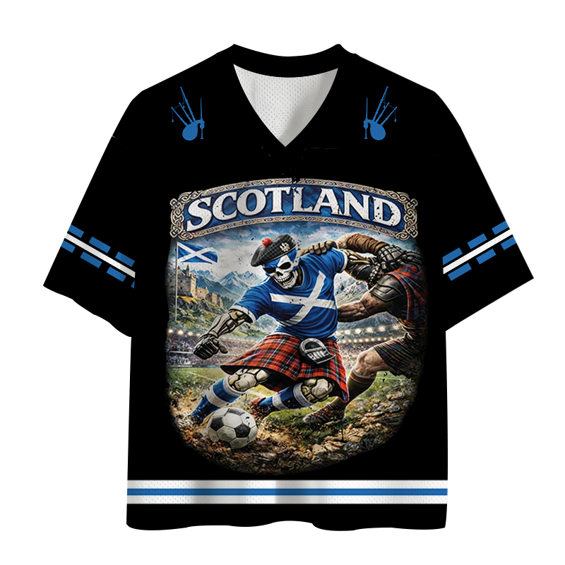 Modecanvas Scotland Soccer Skull Mesh Jersey-modecanvas