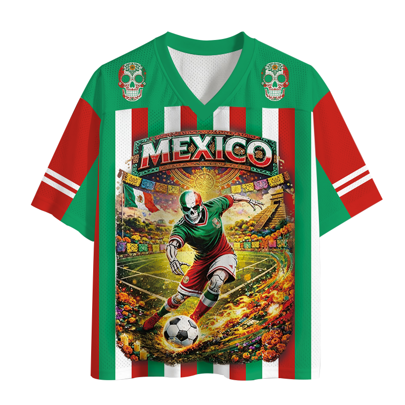 Modecanvas Mexico Skull Soccer Mesh Jersey-modecanvas