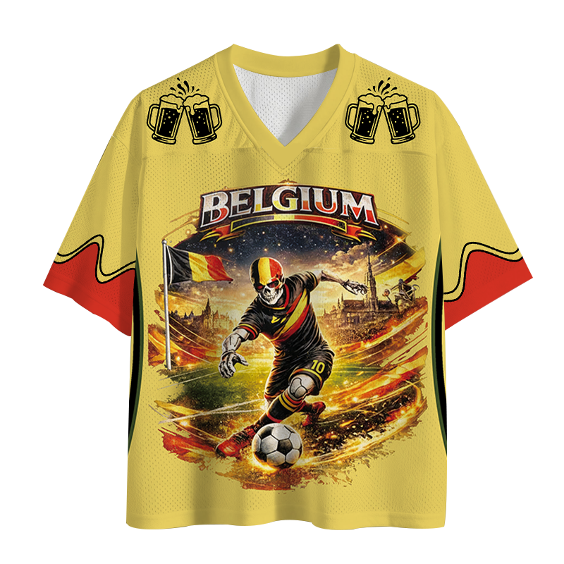 Modecanvas Belgium Soccer Skull Mesh Jersey-modecanvas