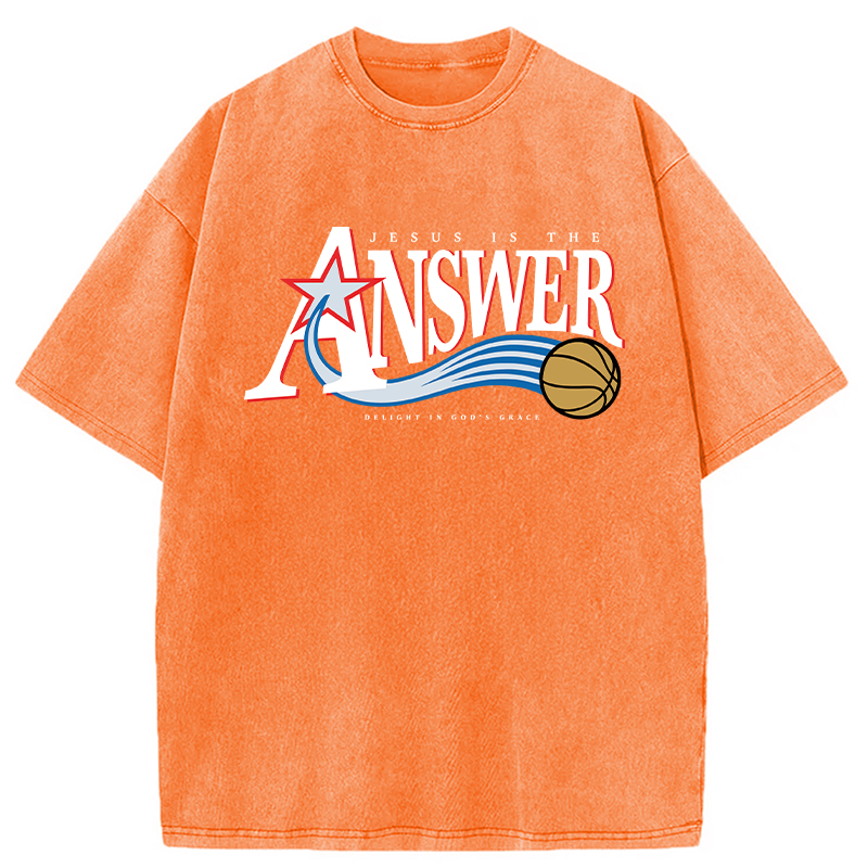 Modecanvas Jesus Is The Answer DTG Printing Washed T-Shirt