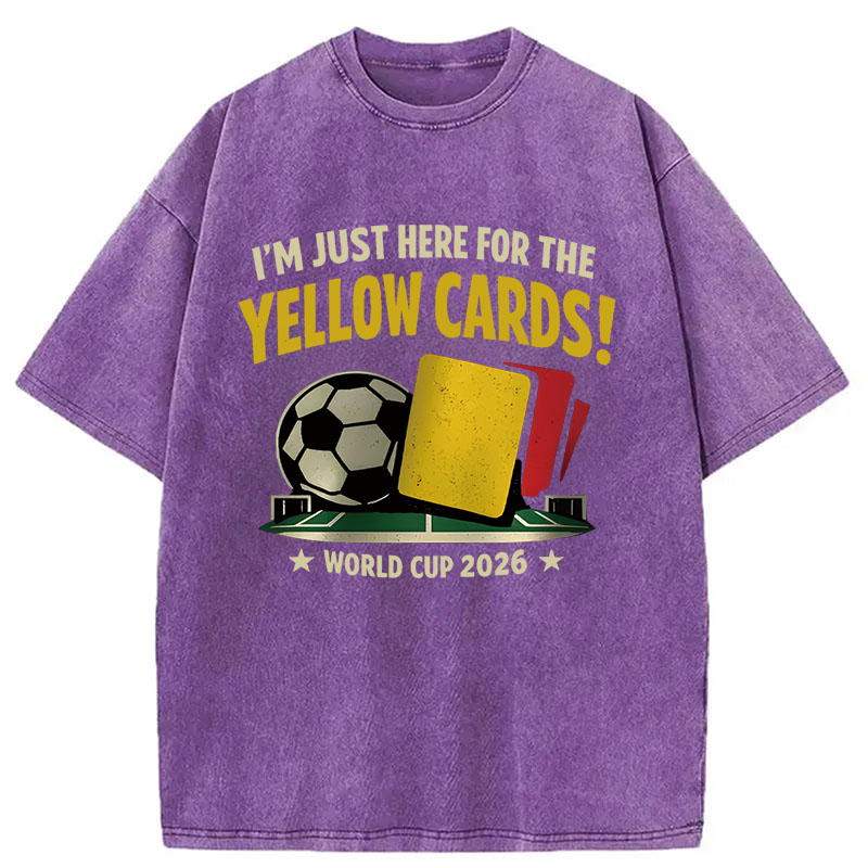 Modecanvas Funny Yellow Card Soccer DTG Printing Washed T-Shirt
