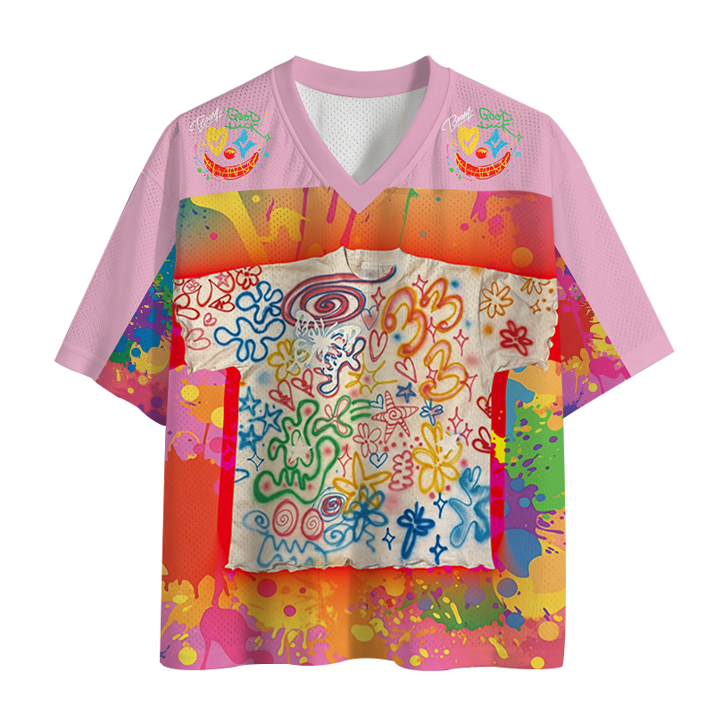Modecanvas Graffiti Art Shirt Of Mesh Jersey-modecanvas