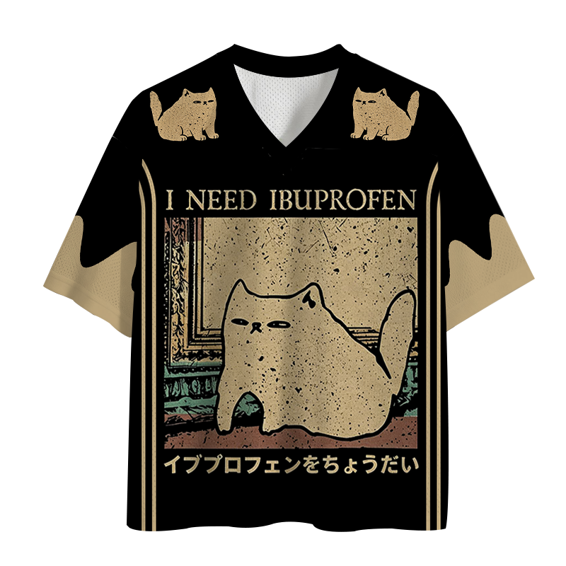 Modecanvas I Need Ibuprofen Funny Cat Meme Mesh Jersey-modecanvas