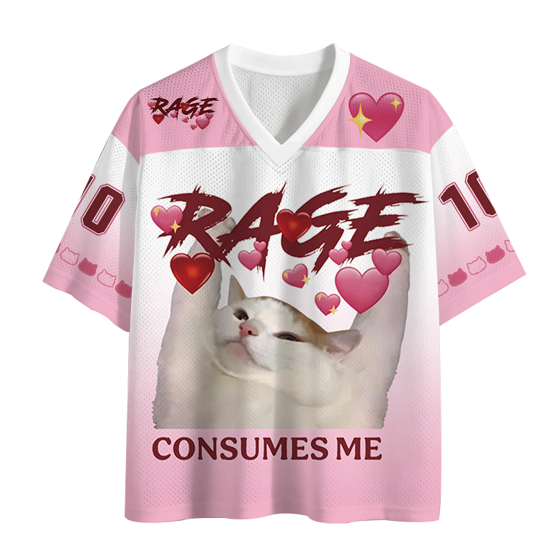 Modecanvas Rage Consumes Me Funny Cat Meme Mesh Jersey-modecanvas