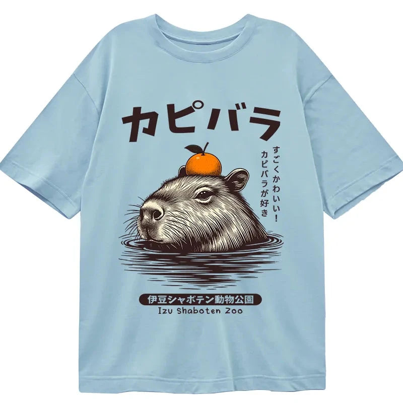 Modecanvas Capybara Hot Spring DTG Printing Classic T-Shirt-modecanvas