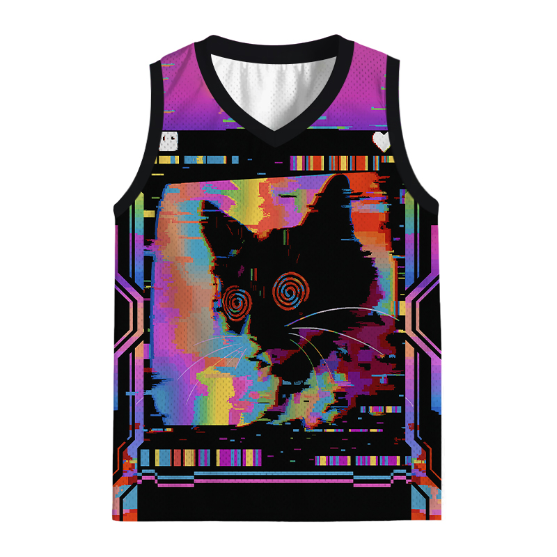 Modecanvas Glitchy Cat Jersey Tank
