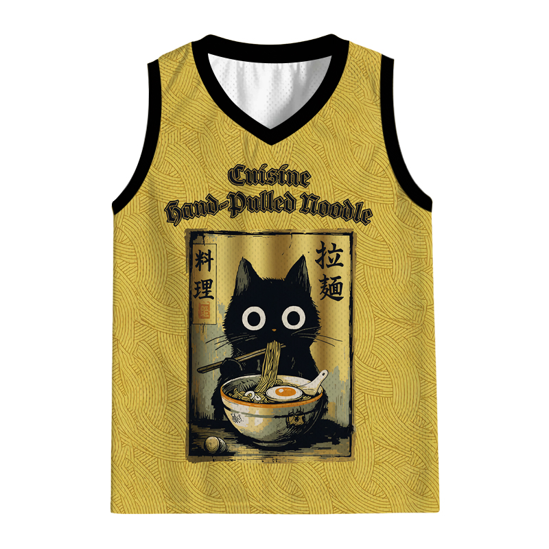 Modecanvas Black Cat Eating Ramen Jersey Tank