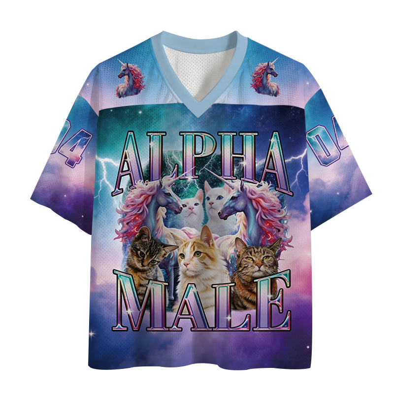 Modecanvas Alpha Male Unicorn Cat Mesh Jersey-modecanvas