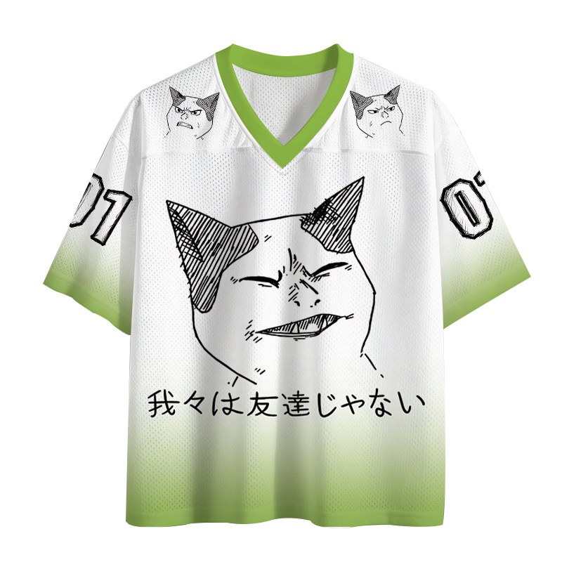 Modecanvas Angry Cat Funny Mesh Jersey-modecanvas