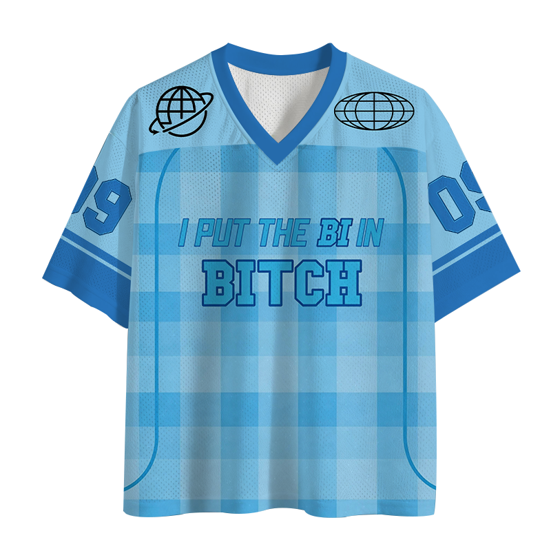 Modecanvas I Put The Bi In Bxxch Mesh Jersey-modecanvas