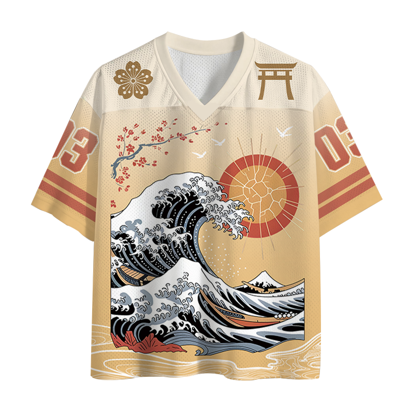 Modecanvas Ocean Sun Cherry Blossom Mesh Jersey-modecanvas