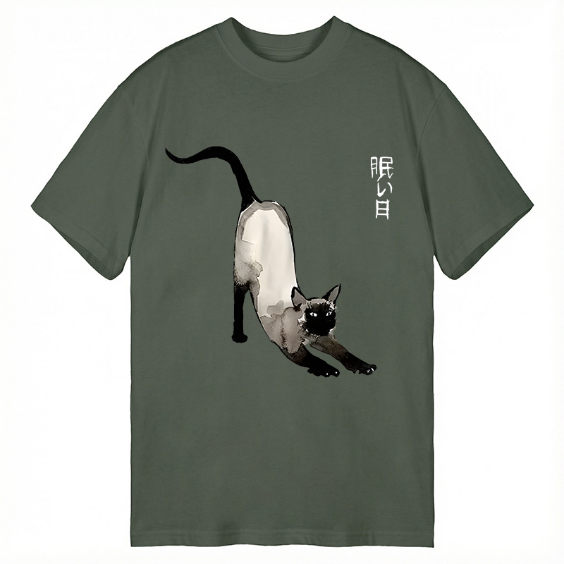 Modecanvas Japanese Siamese Cat DTG Printing Classic T-Shirt-modecanvas