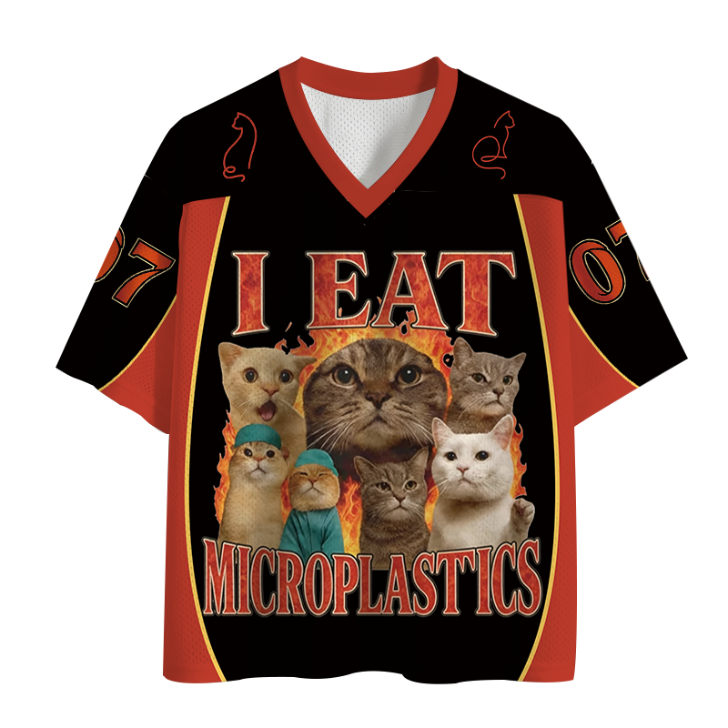 Modecanvas I Eat Microplastics Funny Cat Mesh Jersey-modecanvas