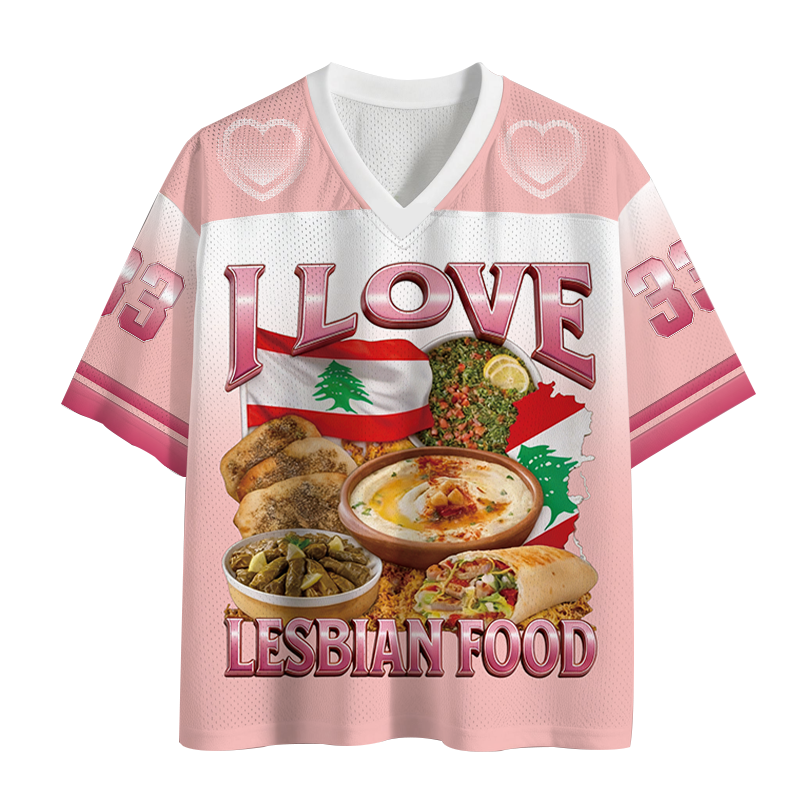 Modecanvas I Love Lesbian Food Funny Meme Mesh Jersey-modecanvas