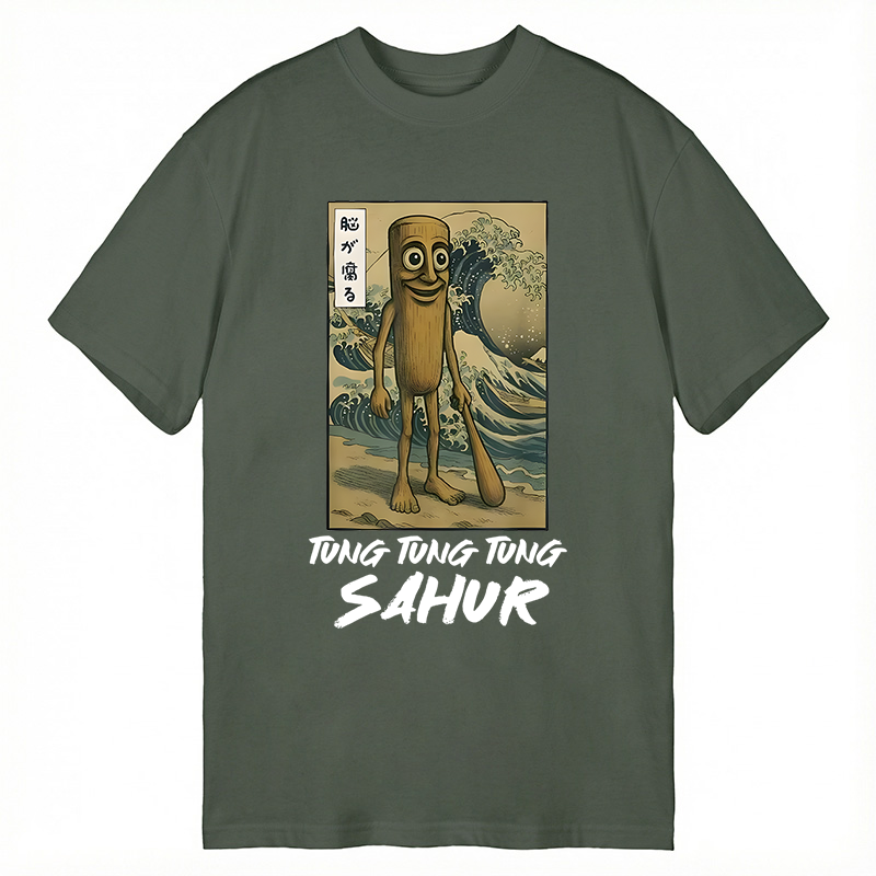 Modecanvas Tung Tung Tung Sahur Funny Italian Brainrot Meme DTG Printing Classic T-Shirt-modecanvas