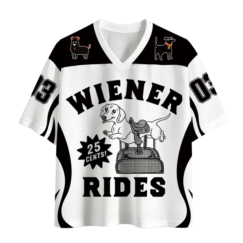 Modecanvas Wiener Rides Funny Dog Mesh Jersey-modecanvas