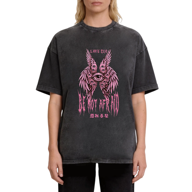 Modecanvas Be Not Afraid Seraphim DTG Printing Washed T-Shirt