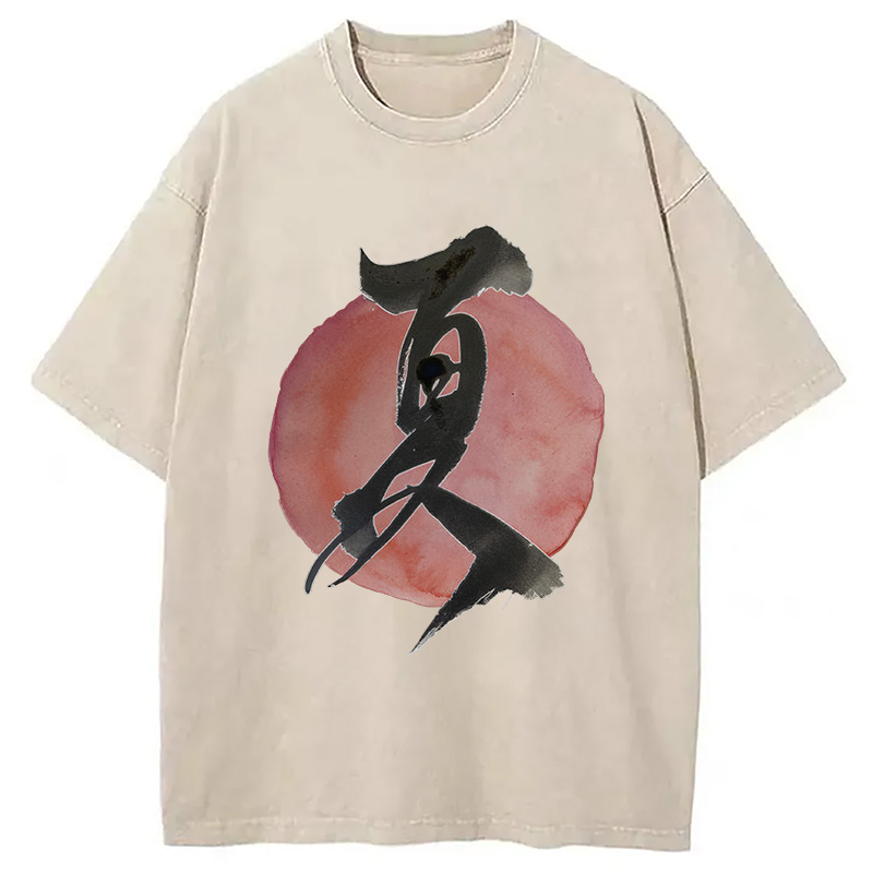 Modecanvas Minimalist Summer Kanji Washed T-Shirt