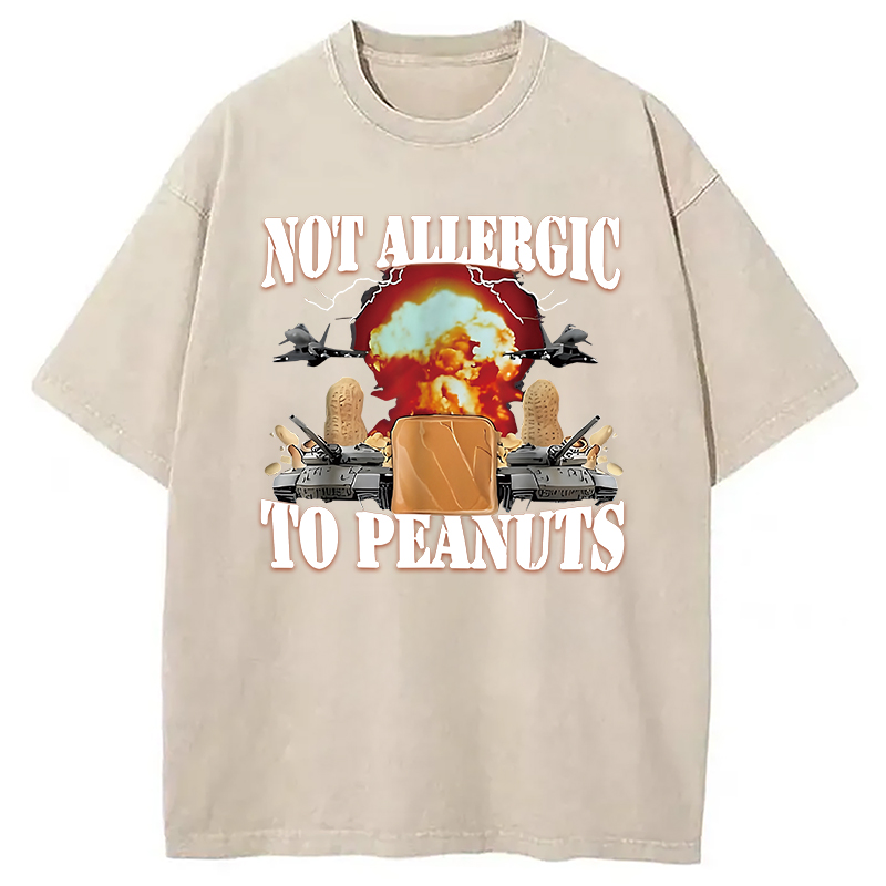 Modecanvas Not Allergic To Peanut Cursed Peanut Butter Washed T-Shirt