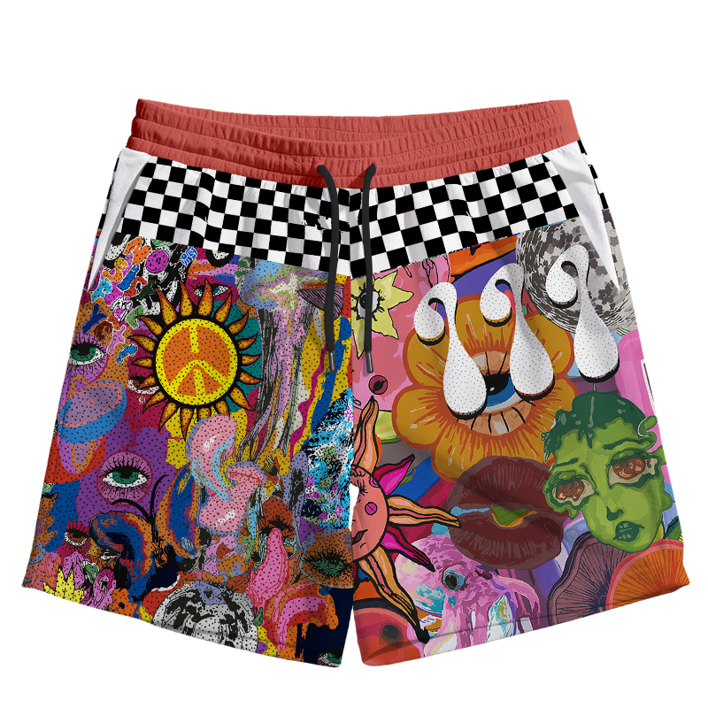 Modecanvas Trippy Colorful Rave Jersey Short