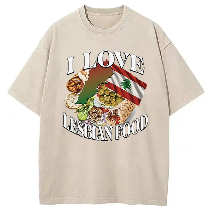 Modecanvas I Love Lesbian Food Washed T-Shirt