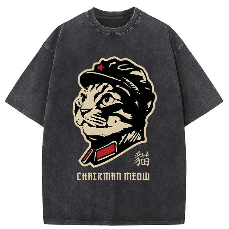 Modecanvas Chinese Spirit Cat Washed T-Shirt