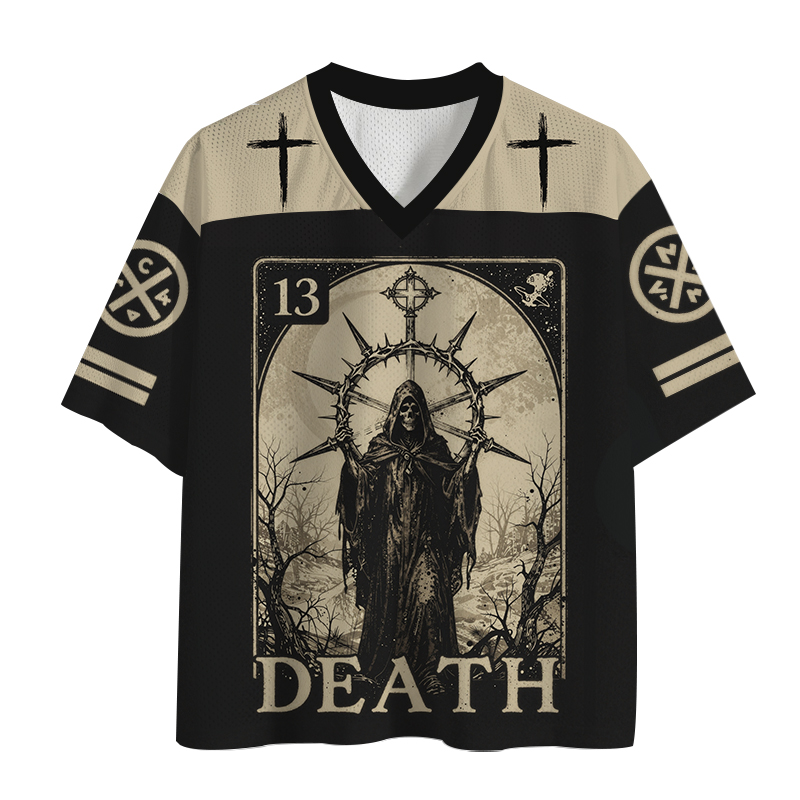 Modecanvas Death in Cloak Tarot Card Mesh Jersey-modecanvas
