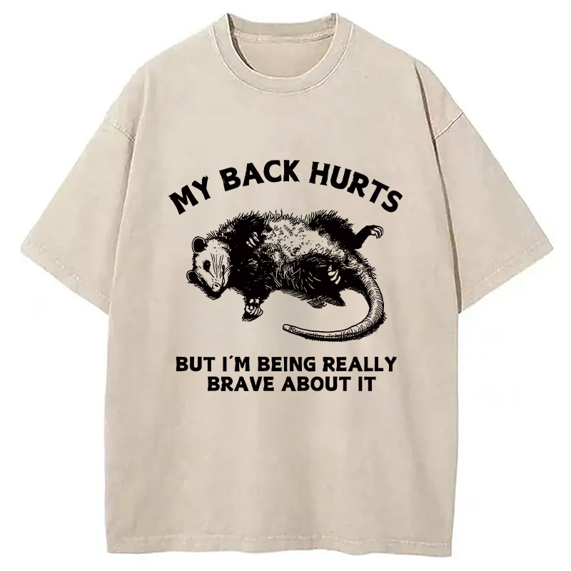 Modecanvas Opossum Lying Down Washed T-Shirt