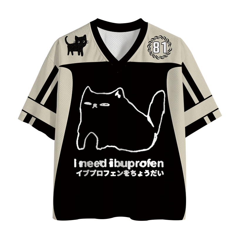 Modecanvas I Need Ibuprofen Cat Mesh Jersey-modecanvas