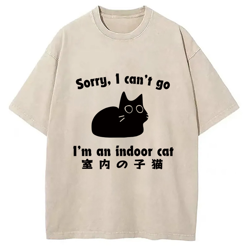 Modecanvas Indoor Kitten Washed T-Shirt-modecanvas