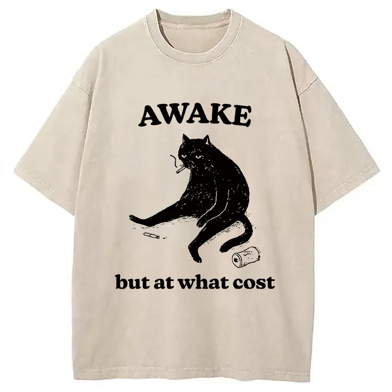 Modecanvas Decadent Smoking Cat Washed T-Shirt-modecanvas